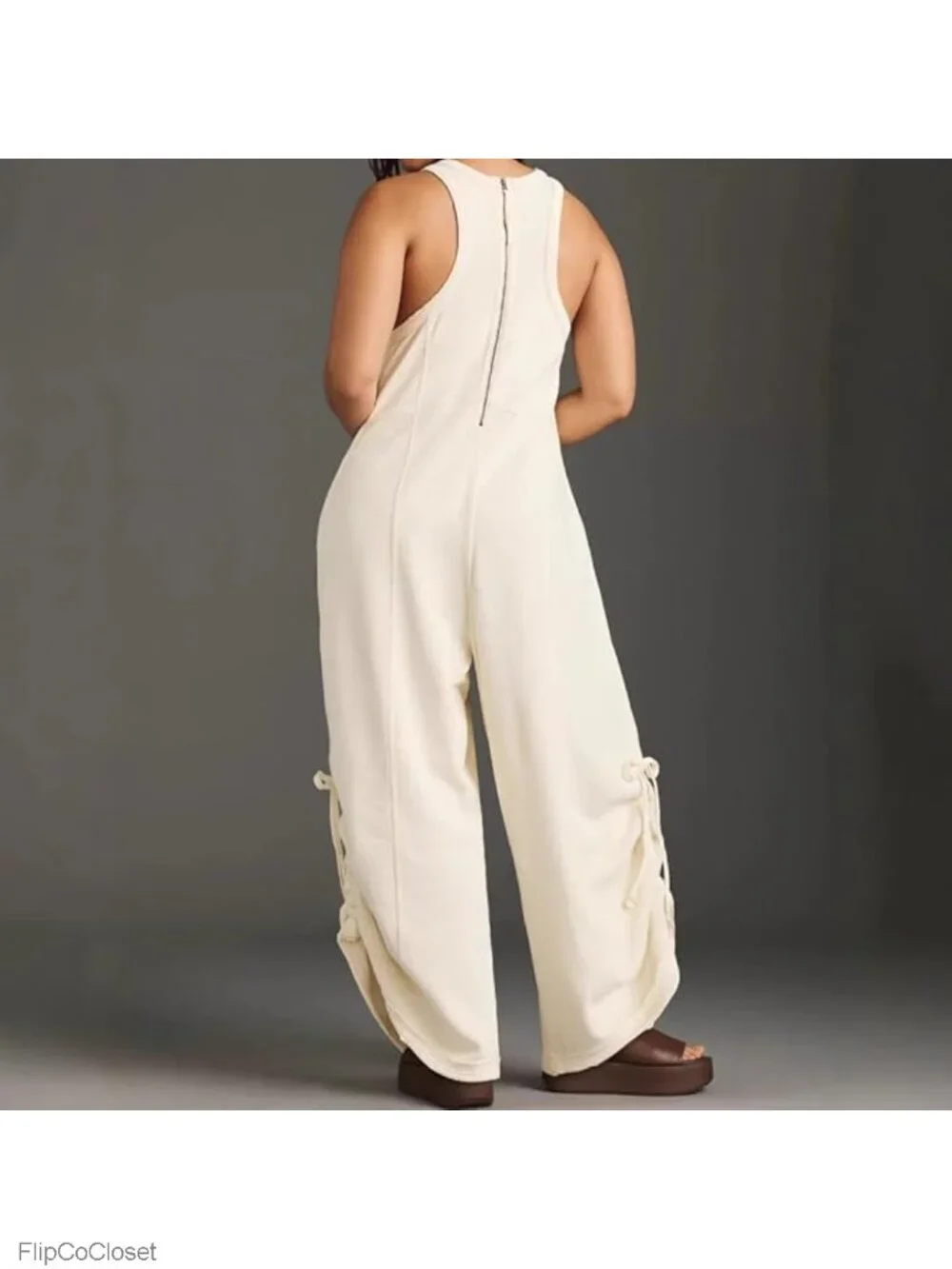 Women's Sleeveless Wide Leg Jumpsuit Loose Fit Cotton Romper with Pockets &